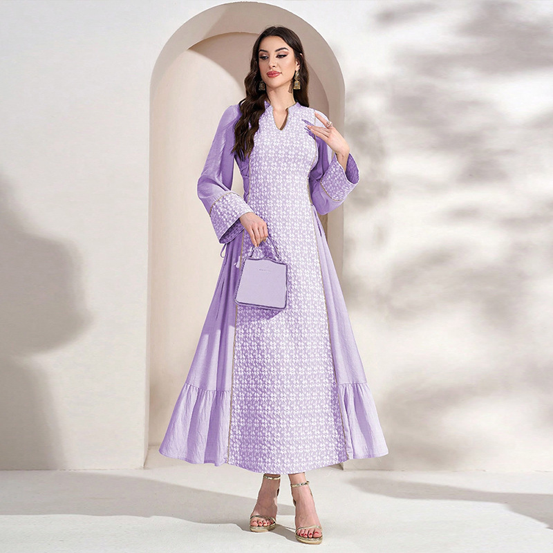 KY1380-4 Amazon Cross-border European and American dress Fashion Elegant Purple Radish Flower V-neck Banquet Evening Dress