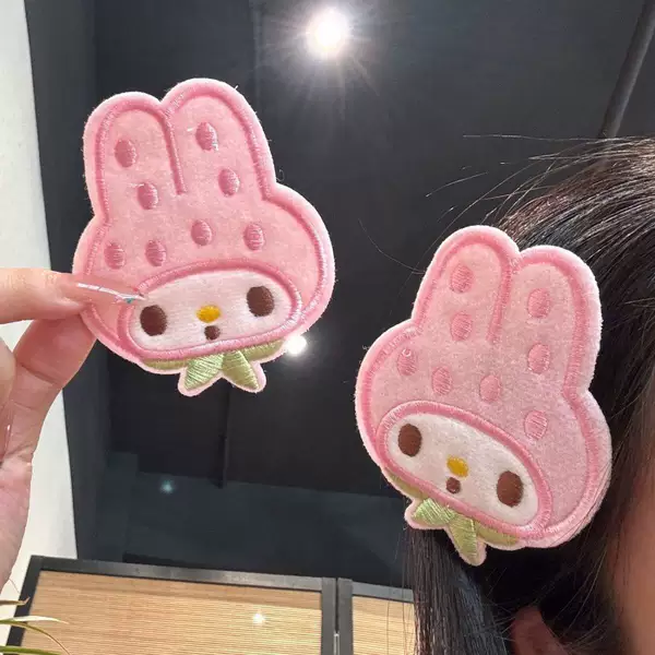 High-Appearance Strawberry My Melody Bangs Stickers, Sweet Girl Side-On Versatile Seamless Hair Clips, Magic Stickers for Girlfriends' Hair Accessories