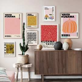 草间弥生南瓜抽象北欧海报和版画现代墙艺术帆布画装饰图片客厅