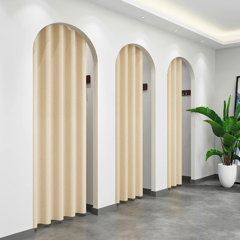 Fitting Room Door Curtain, Dressing Room Partition Curtain, Clothing Store Commercial Punch-Free Air Conditioning Windproof Curtain, Cloth Curtain