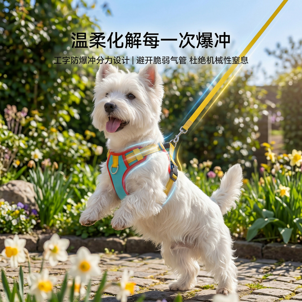 Primavera y verano a prueba de explosiones color pecho trasero transpirable no sofocante perros pequeños y medianos perros gatos fuera de la cuerda de tracción de mascotas