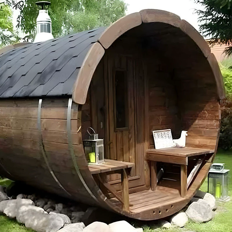 Уличная бочковая сауна, сухая парная на 6 человек, вход для нескольких человек, железная пихта, красная снежная пихта