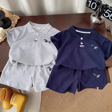 新款男童夏装套装翻领新款中小童短裤儿童运动短袖休闲两件套