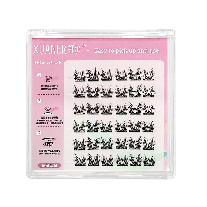 Xuaner 接着剤不使用のつけまつげ、大容量、スマート、ナチュラル、ワイルドキャットのまつげ、セグメント化されたまつげ、フラットマツエク|undefined