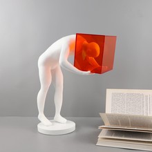 欧式轻奢抽象亚克力橙色囚笼人物雕塑树脂摆件客厅酒店家居装饰品