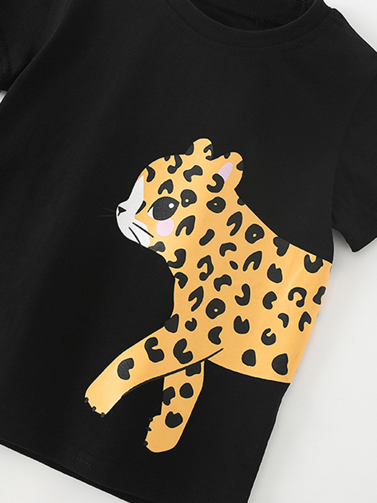 Camiseta de niña malwee transfronteriza verano nuevo estilo europeo y americano niños pequeños y medianos cuello redondo manga corta lindo estampado niños top