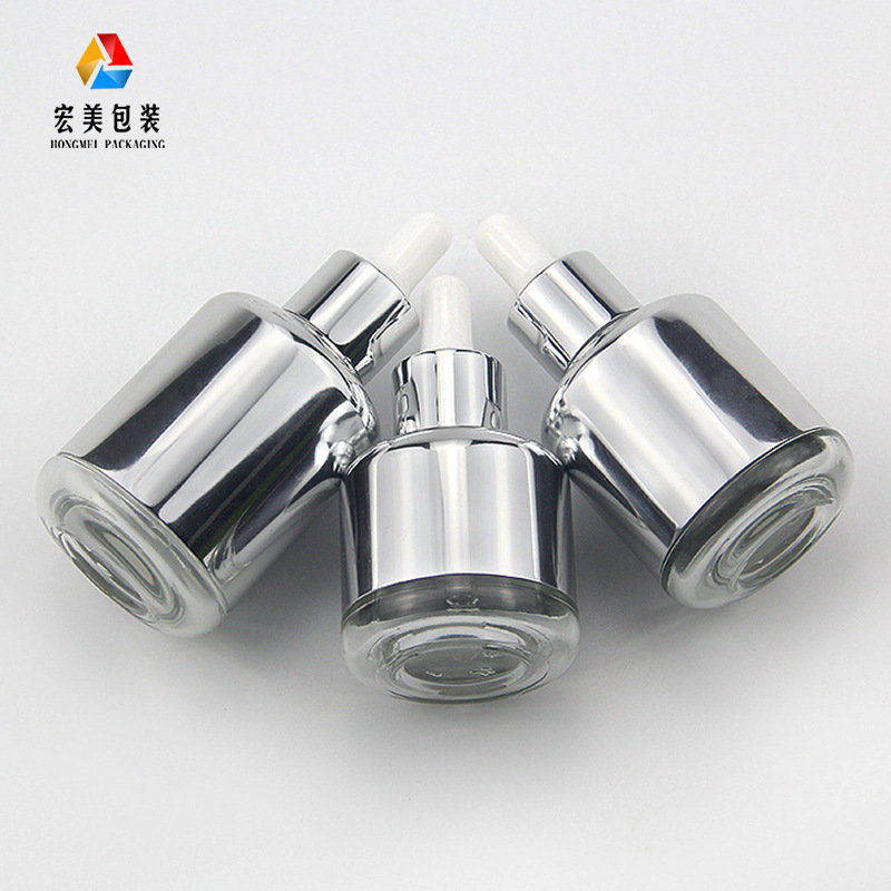 厂家供应30ml电化铝肩套瓶 60ml胶头滴管精油瓶透明玻璃护肤包材