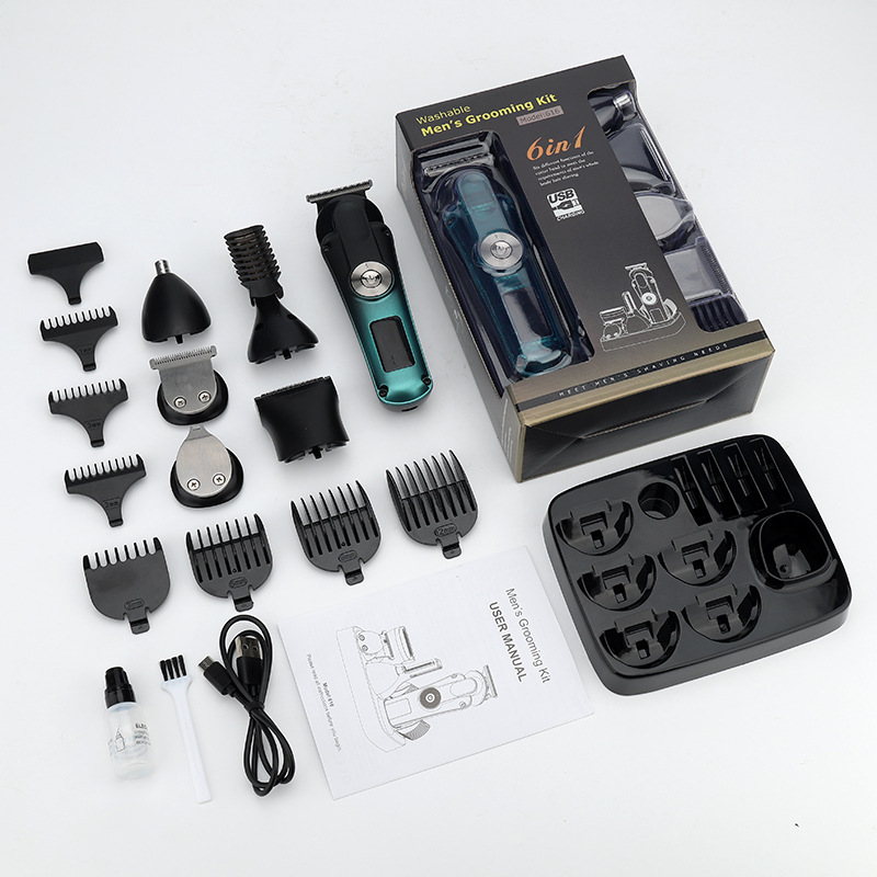 6 en 1 hombre multifuncional cortador de pelo eléctrico profesional casero recortador de pelo nasal máquina de afeitar conjunto de afeitar