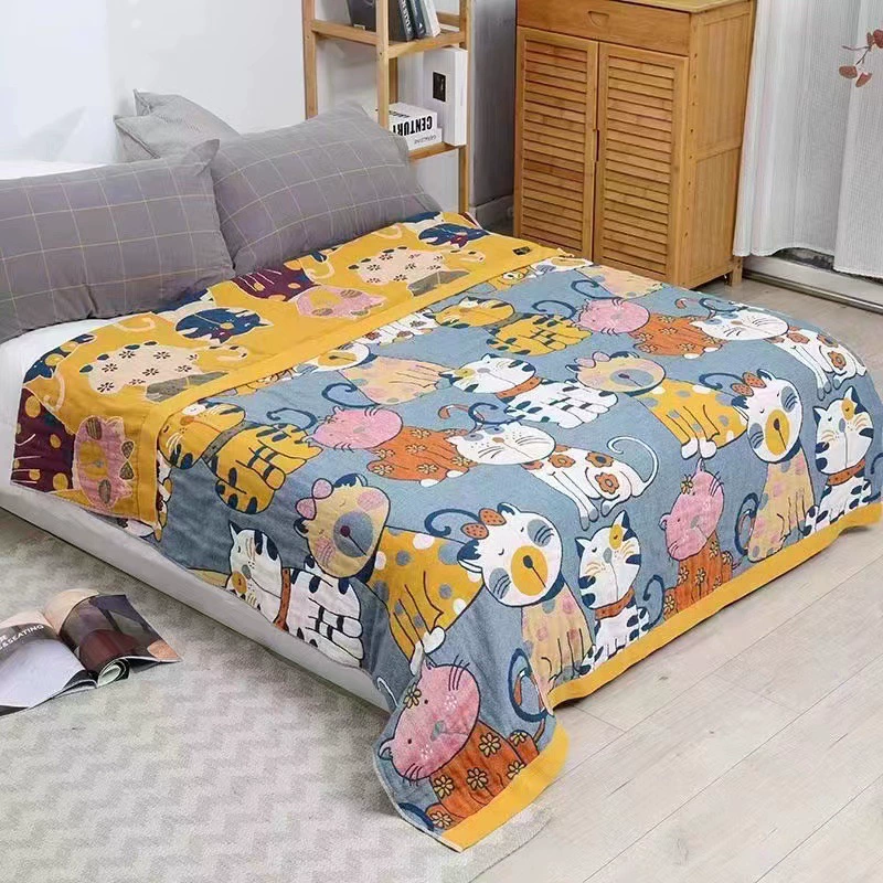 Многослойное хлопковое одеяло-плед оптом, впитывающее влагу, дышащее, мягкое постельное белье, двуспальное одеяло, дропшиппинг