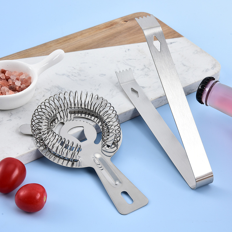 Stainless Steel Cat Head Ice Filter Ice Clip Milk Tea Fruit Tea Filter Bar Bartending Tool Round Handle Ice Separator