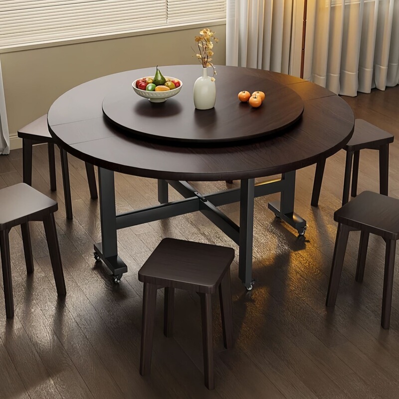Folding Table, Movable Simple Round Table, Creative Dining Table, Dining Table for Home Use, Small Apartment, Rural Folding Large Round Table