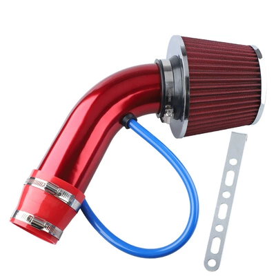 Car modified air filter modified air intake suit large flow intake 76mm mushroom head suit aluminum alloy intake pipe (Sorma kollektoru (Giriş)) - red
