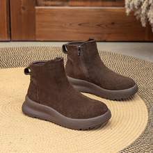 真皮牛皮磨砂皮马丁靴女2025年新款秋冬季复古瘦瘦靴平底百搭短靴