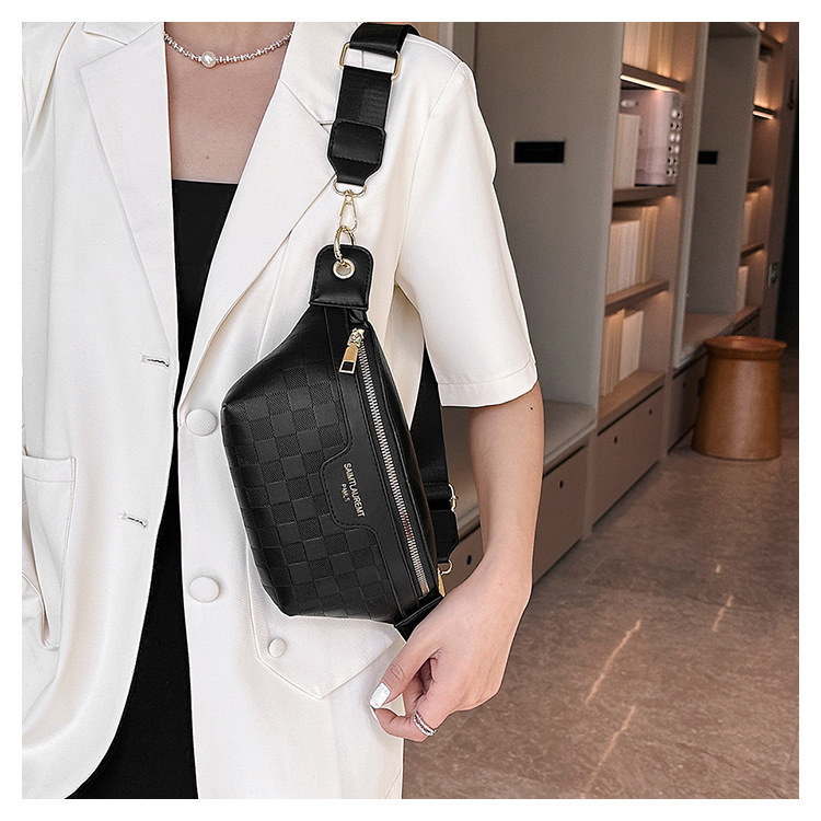 Bolso de pecho a cuadros estilo superventas transfronterizo para mujer, nuevo modelo 2025, riñonera multifuncional, bandolera de un solo hombro, casual y versátil.