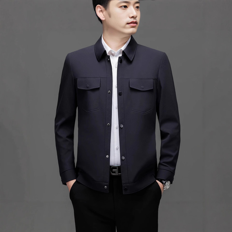 2026 New Men's Jacket High-End Outerwear Silk Men's Jacket Autumn Brand Middle-Aged Dad's Clothing Men's Style 2026 New Men's Jacket High-End Outerwear Silk Men's Jacket Autumn Brand Middle-Aged Dad's Clothing Men's Style