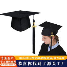 跨境成人礼学士帽大学毕业带年牌挂饰毕业帽平顶学士帽硕士帽子
