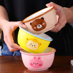 Ailie連名モデルアニメ児童食器家庭用陶磁器カワイイご飯ボウル料理皿かわいいピンクウサギ