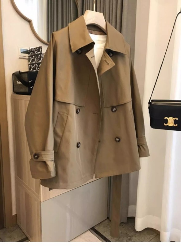 Jまでディテールを整えております～自分用に残したくなるほどです！ ！ダブルブレストのルーズレースアップウエストショートウインドブレーカー|undefined