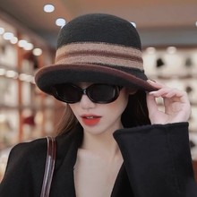渔夫帽女高级感秋冬新款优雅卷边礼帽显脸小帽子秋季保暖针织帽子