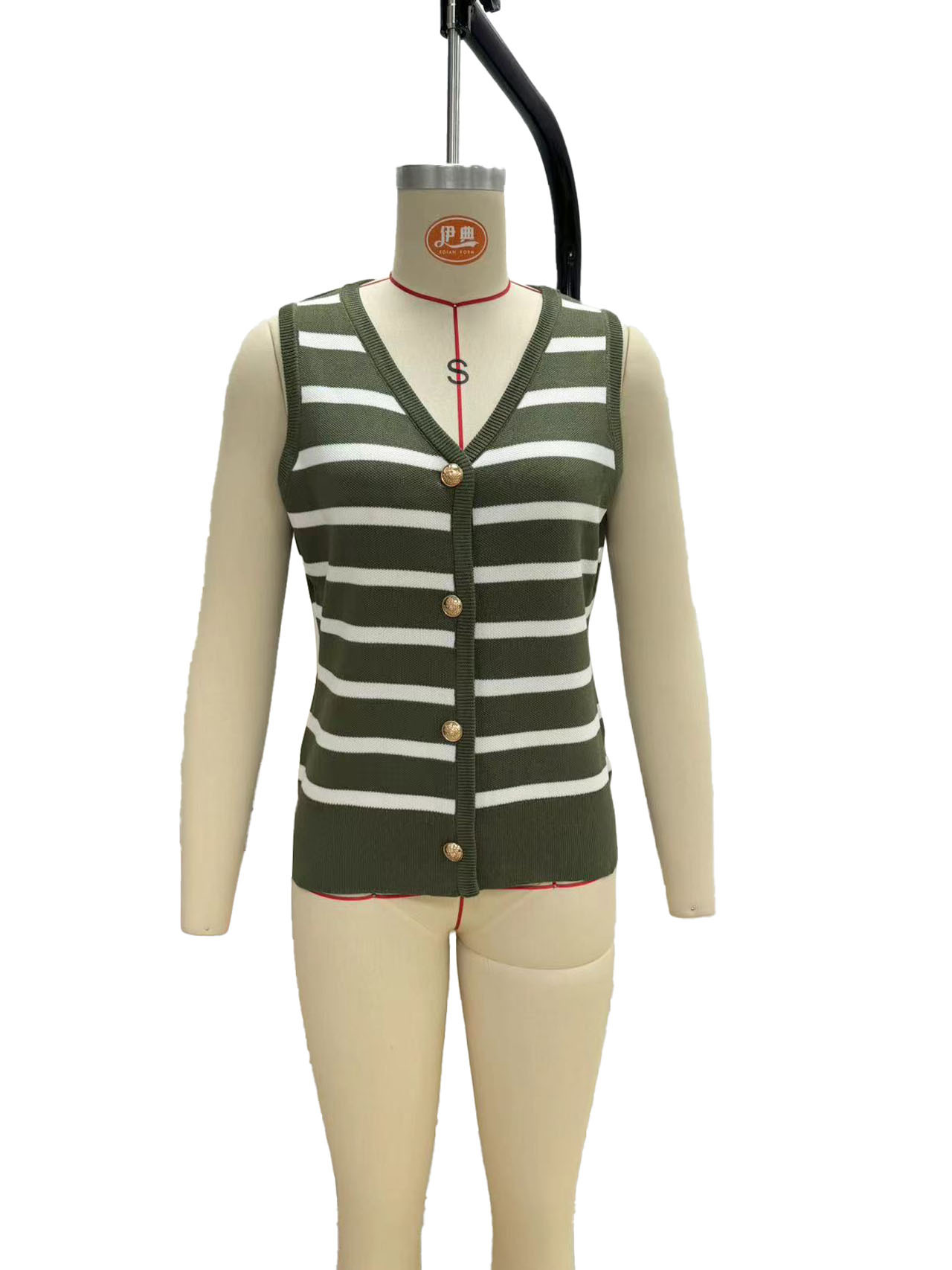 263g Weight Sleeveless Sleeve Length Single Breasted Placket Type Polyester, Viscose fiber Fabric Type Regular Top Length Vest Tops Type Daily Occasion V Neck Neckline Slim Fit Type Stripe Pattern Summer Season Women's Gender Contrast Binding Design Casual, Elegant Style Wholesale Women's Casual Elegant Stripe Sleeveless Contrast Binding Sweaters & Cardigans 6