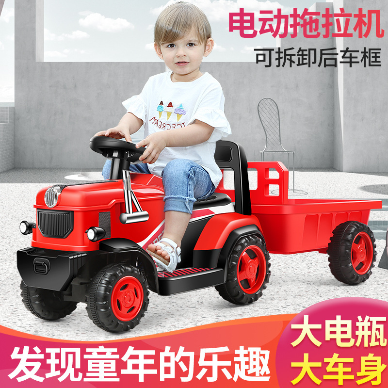 Tractor eléctrico para niños con cubo, coche de juguete grande para niños de 2 a 6 años, coche de carga de cuatro ruedas para niños image 1