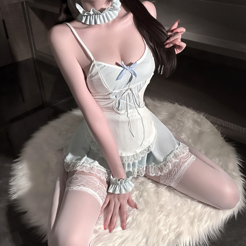 Sexy Lingerie with Cute Maid Style, Small Bust, See-Through, Hot and Flirty, Bed Uniform Temptation, Qqny Abstinence