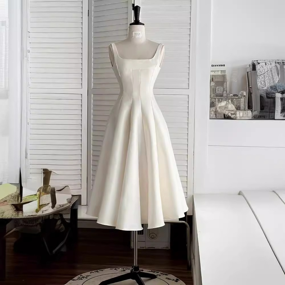 White Strapless Light Wedding Dress for Women, French Niche Style, Gentle and High-End Feel, Long Dress, Birthday Party Dress, First Love Vibe