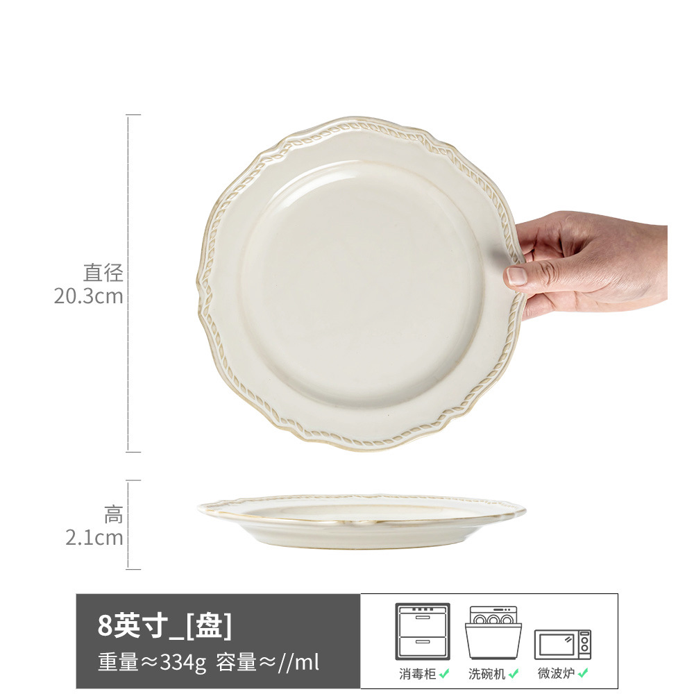 De alta calidad de estilo Palacio placa de cerámica Placa de carne hogar todo partido plato de desayuno Placa de pasta placa al por mayor