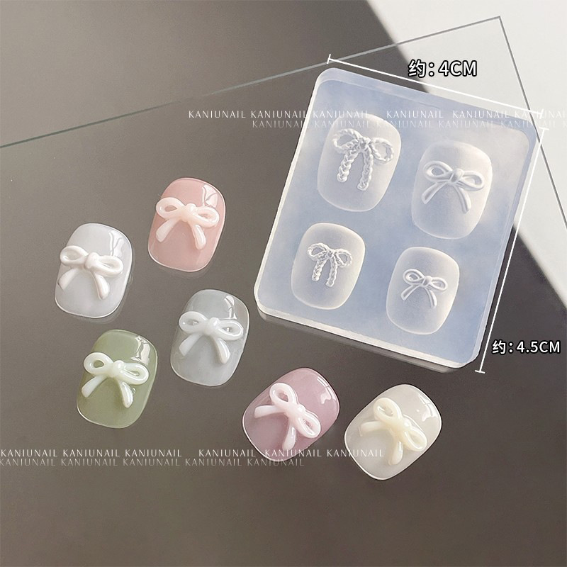 美甲模具diy工具透明指甲装饰3D立体天鹅蝴蝶结花朵手工硅胶膜具|undefined