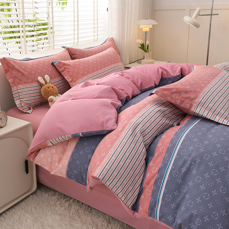 Ropa de cama de algodón agradable para la piel, funda de edredón, ropa de cama de alta gama, juego de cuatro piezas de lijado de algodón 100 engrosado universal de cuatro estaciones