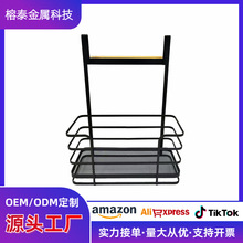 铁线多功能门后挂篮厨房收纳网篮毛巾架厨房柜收纳篮跨境定制