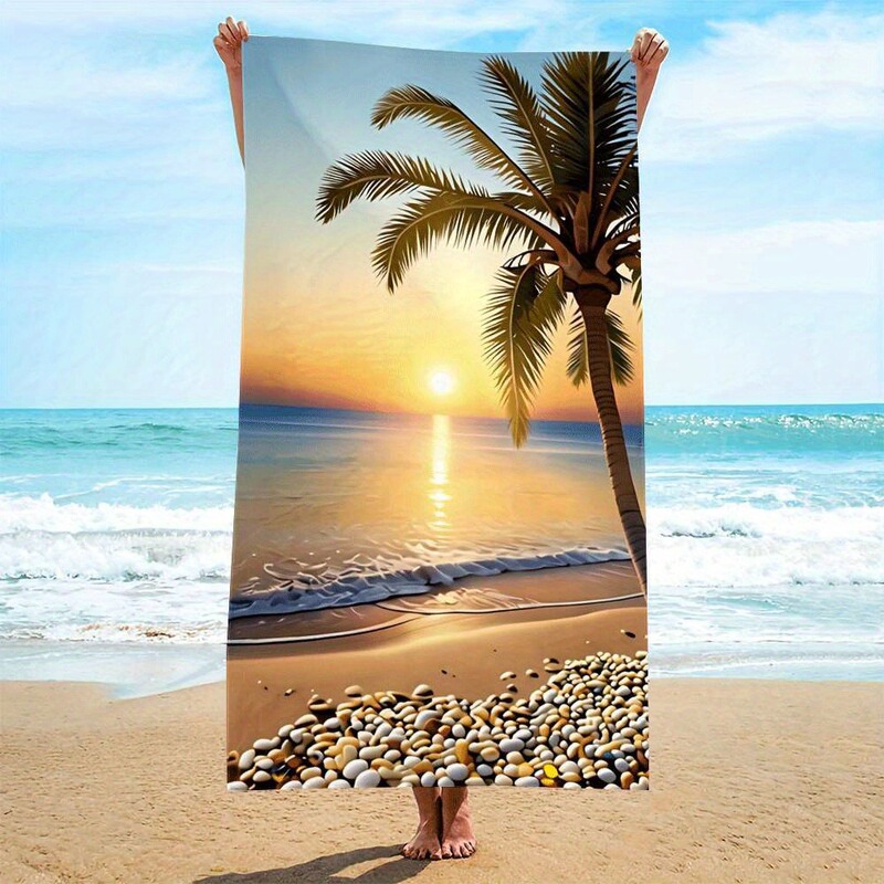 Cross-Border Dropshipping of Beach Towels with Seaside Sunset, Coconut Tree, and Beach Motifs, a Hot-Selling Item in Foreign Trade Cross-Border Dropshipping of Beach Towels with Seaside Sunset, Coconut Tree, and Beach Motifs, a Hot-Selling Item in Foreign Trade