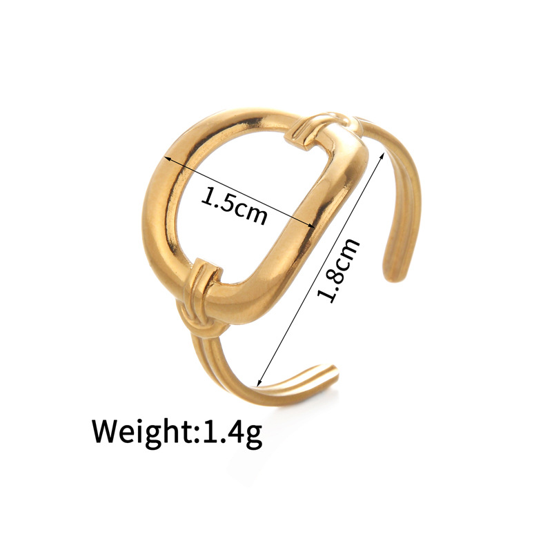 PVD Coated Gold Plating Process PVD Coated Real Gold Plated Four Leaf Clover Heart Shape 304 Stainless Steel Retro Waterproof Non Tarnish Open Rings