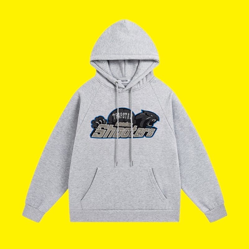 Trapstar azul Tigre cabeza toalla bordado traje forro polar suéter con capucha ceñida deportes casual pantalones largos