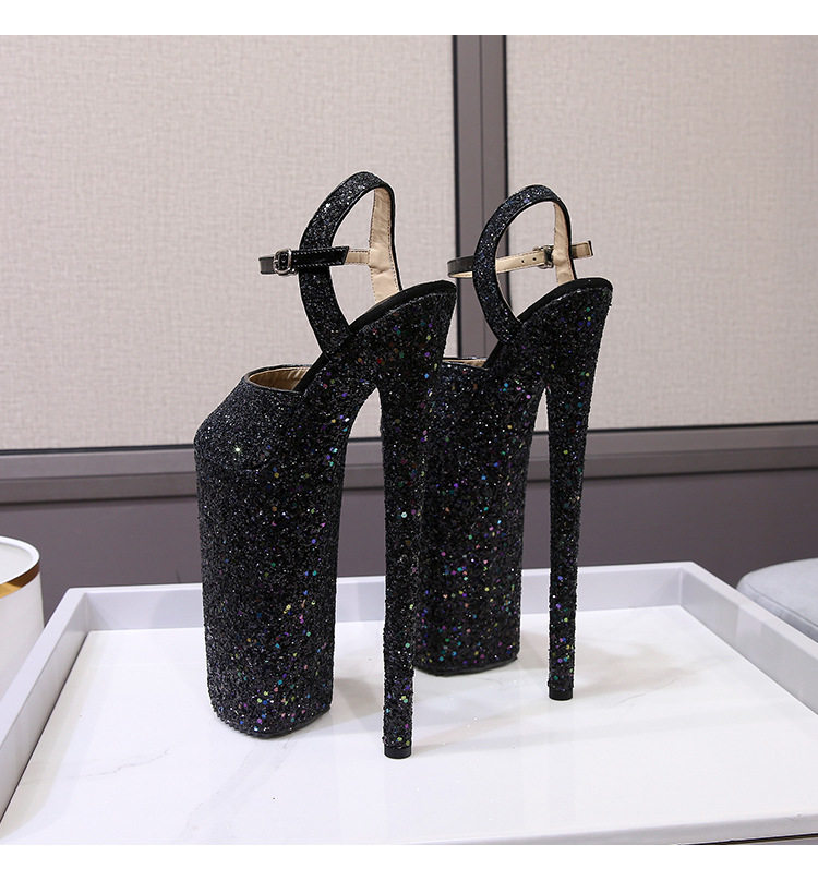 Giày sandal nữ gót nhọn 26 cm đế platform quai ngang — Màu bạc, Màu vàng, Màu đen, Màu đỏ chi tiết 32