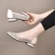 Mesh women's shoes hollow-out sandals women's summer new mesh breathable chunky heel single-layer shoes women's mid-heel middle-aged mom shoes
