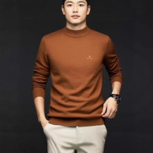 秋冬高档男士加厚羊毛衫中年时尚保暖针织半高领打底毛衣