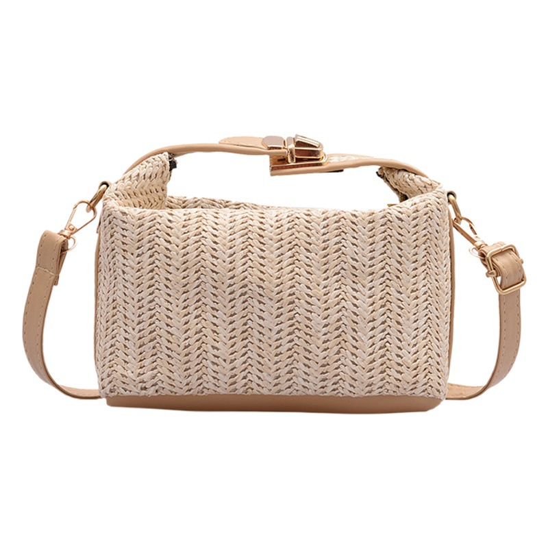 Bolso pequeño de primavera y verano para mujer 2025, nuevo estilo coreano de moda, bolso cruzado versátil, bolso de hombro único simple y fresco, bolso tejido de paja