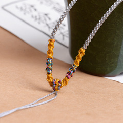New Handmade Knitting Necklace Rope Jewelry Pendant Rope Amber Crystal Jade Jewelry Hanging Rope Jade Pendant Choker Matching Rope 
