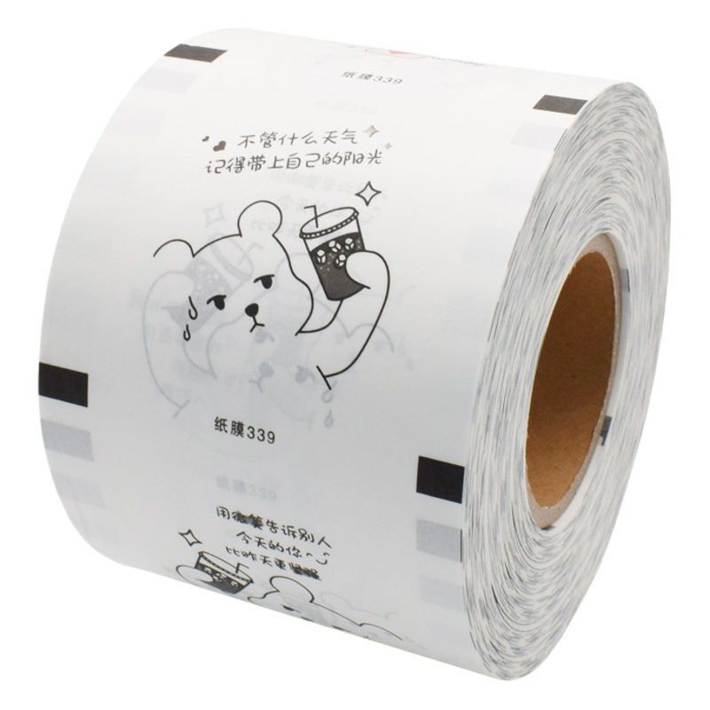 Té de leche desechable taza de plástico película de sellado de doble propósito leche de soja jugo bebida película de sellado película de papel comercial plástico de papel universal