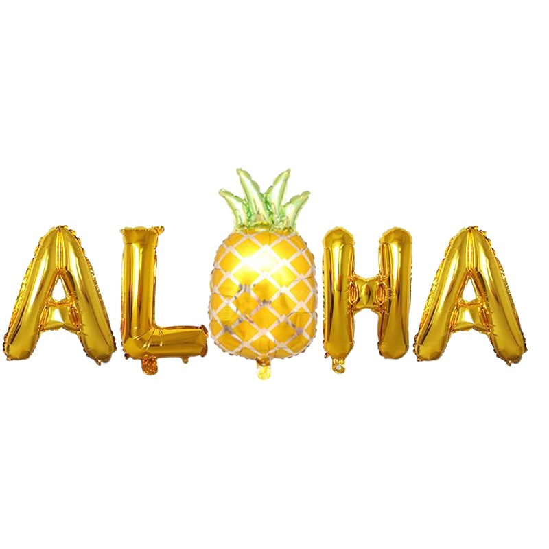 Globo Hawaiano piña globo decorativo Traje de globo ALOHA carta de 16 pulgadas globo de papel de aluminio Globo de Oro rosa