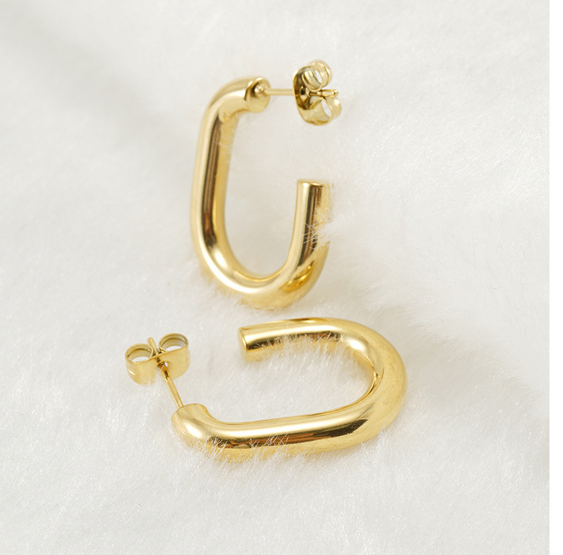 9g Weight PVD Coated Gold Plating Process 304 Stainless Steel Ear Needle Material 18K Gold Plated Plating Material PVD Coated 18K Gold Plated U Shape 304 Stainless Steel Titanium Steel Simple Style Waterproof Non Tarnish Earrings