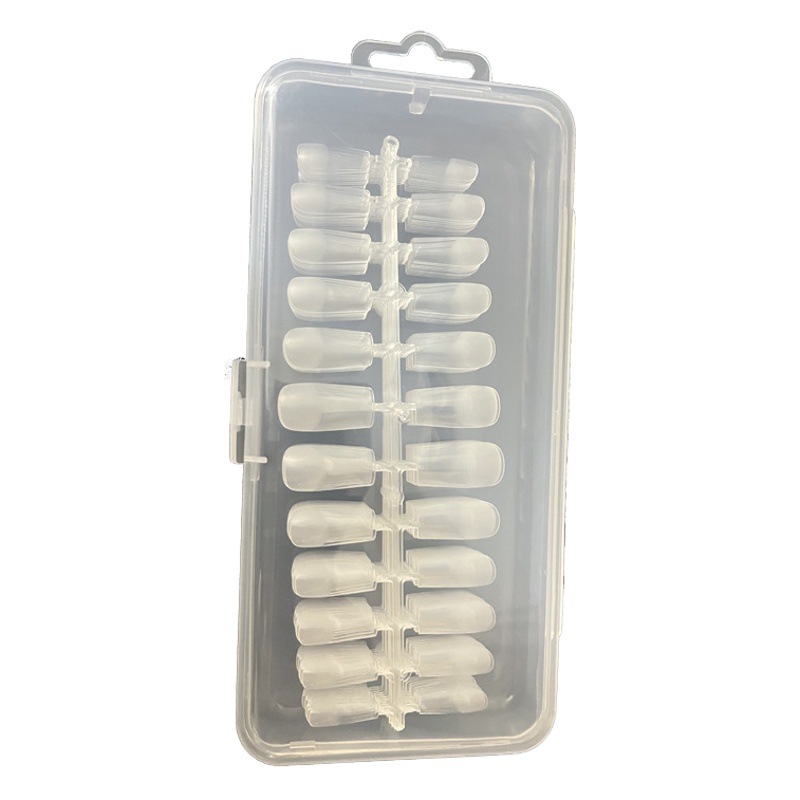 240 pieces boxed nail nail polish seamless carving-free transparent French semi-frosted square round ballet fake nail patch