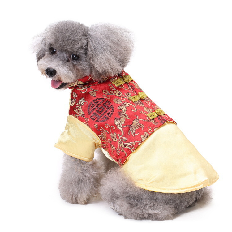 Tang Suit Haustierkleidung für Katzen und Hunde, festliche Hochzeitskleidung für den Bräutigam, Haustierkleidung im neuen Stil_voghion.com