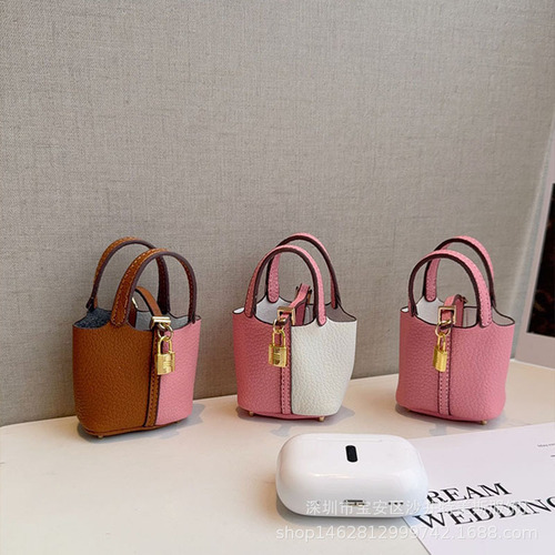 H Home Mini Vegetable Basket Bag Charm Creative Headphone Bag Storage Bag Cute Bucket Bag Car Keychain Pendant