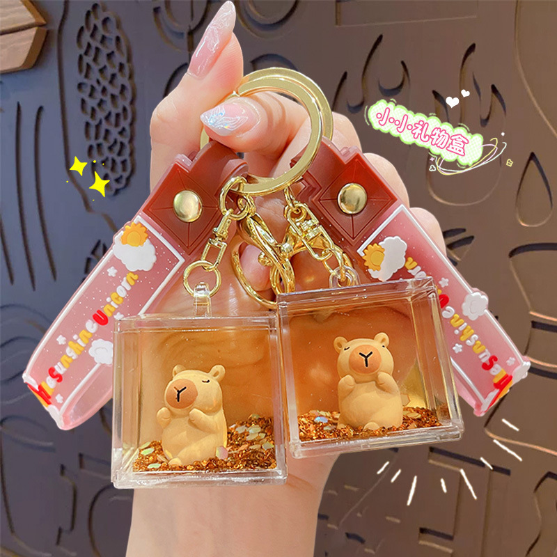 Acrylic Oil-Filled Quicksand Bottle Cute Capybara Keychain Bag Pendant Liquid Quicksand Toy Keychain Acrylic Oil-Filled Quicksand Bottle Cute Capybara Keychain Bag Pendant Liquid Quicksand Toy Keychain