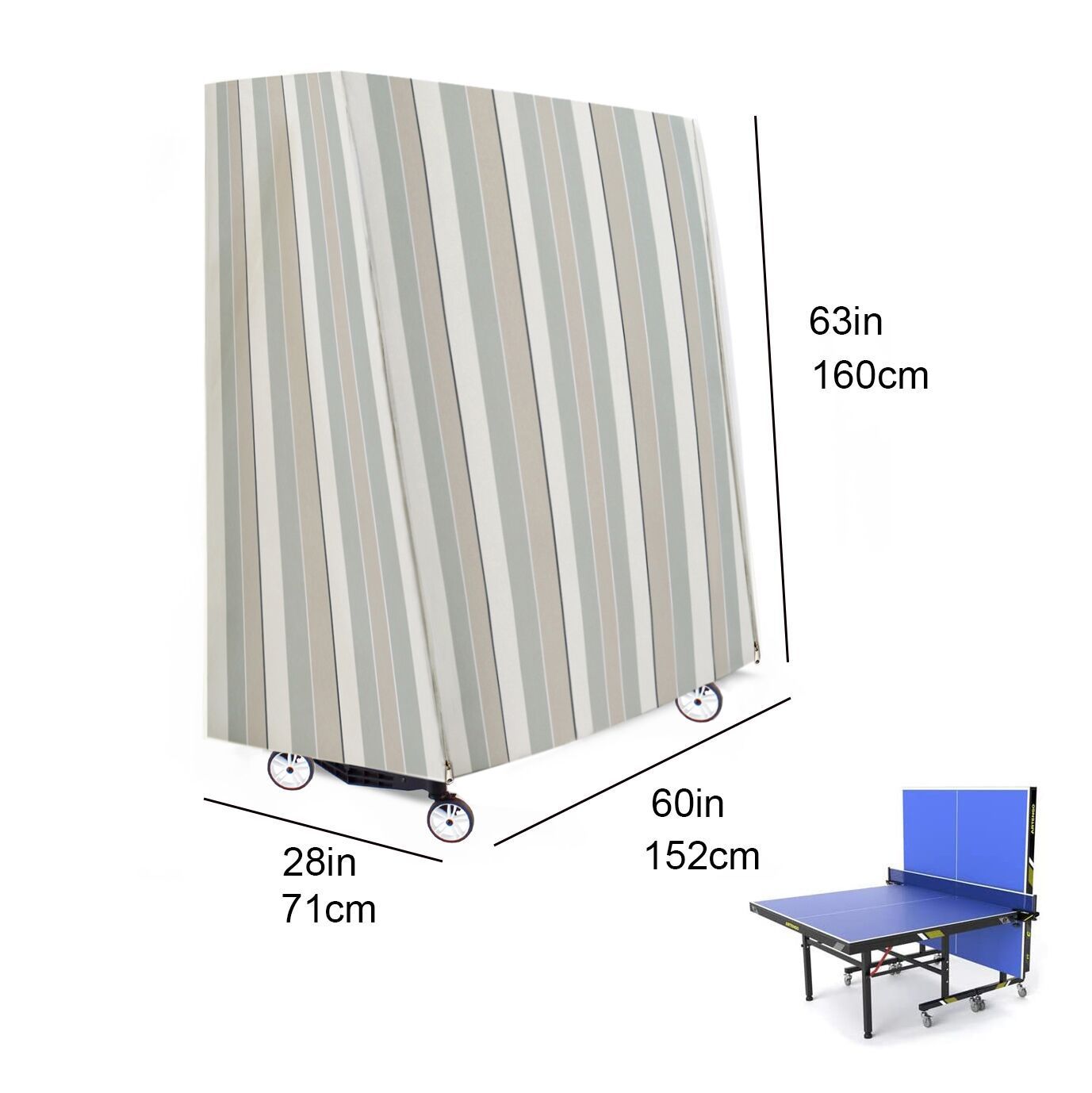 跨境货源户外室外防水涤纶乒乓球桌罩条纹家居防尘罩一件代发