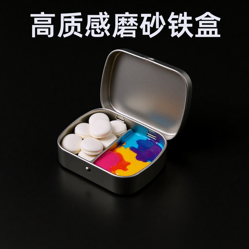 Customized Cross-Border Acrylic Mirror Tin Box Cosmetic Packaging Candy Snack Box Blue Flip-Top Manufacturer Wholesale