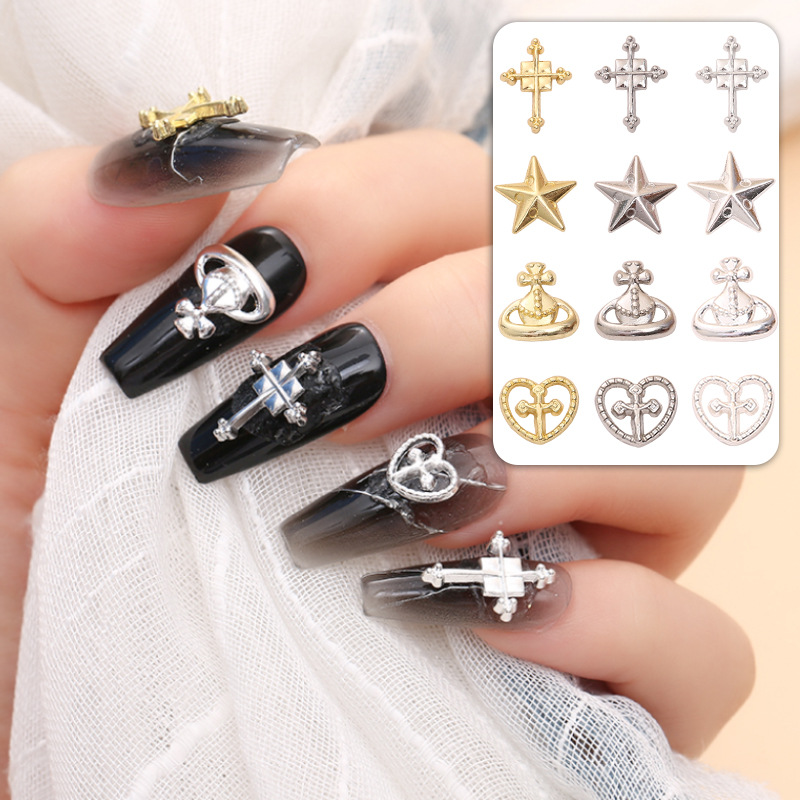Cruz planetaria aleación de amor joyas de manicura Saturno uñas para usar accesorios de metal DIY