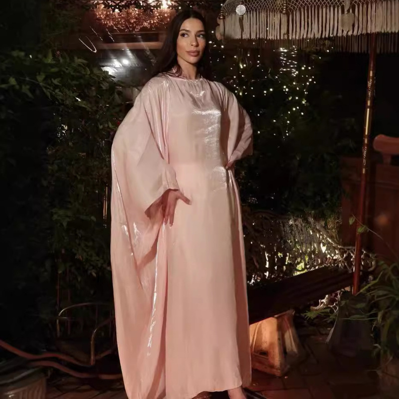 Mq197M Fashionable Modest Lace-Up Waist-Cinching Dress for Women Southeast Asia Malaysia